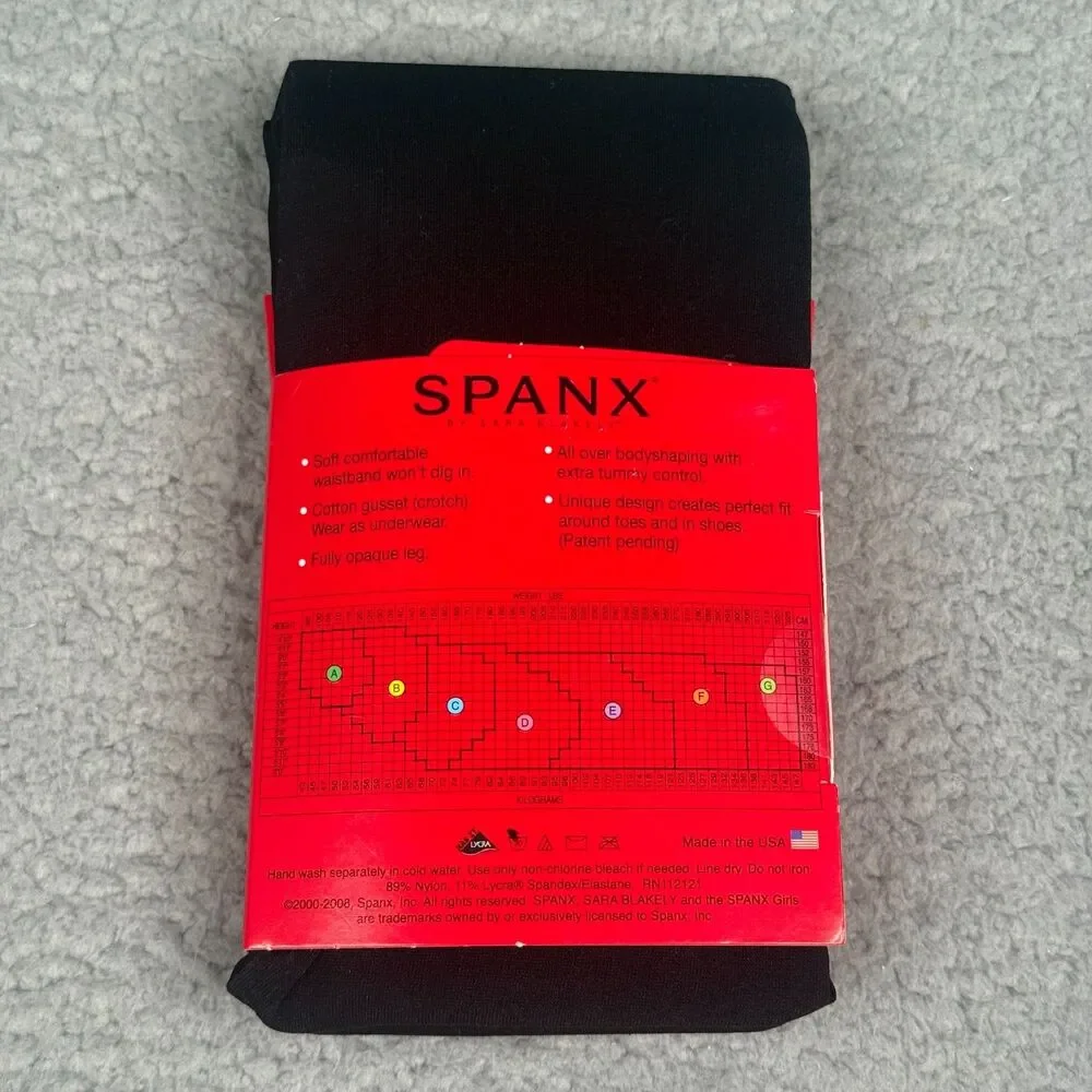 Spanx 128 Tight End Tights Womens Size C Black Original Body Shaping Underwear